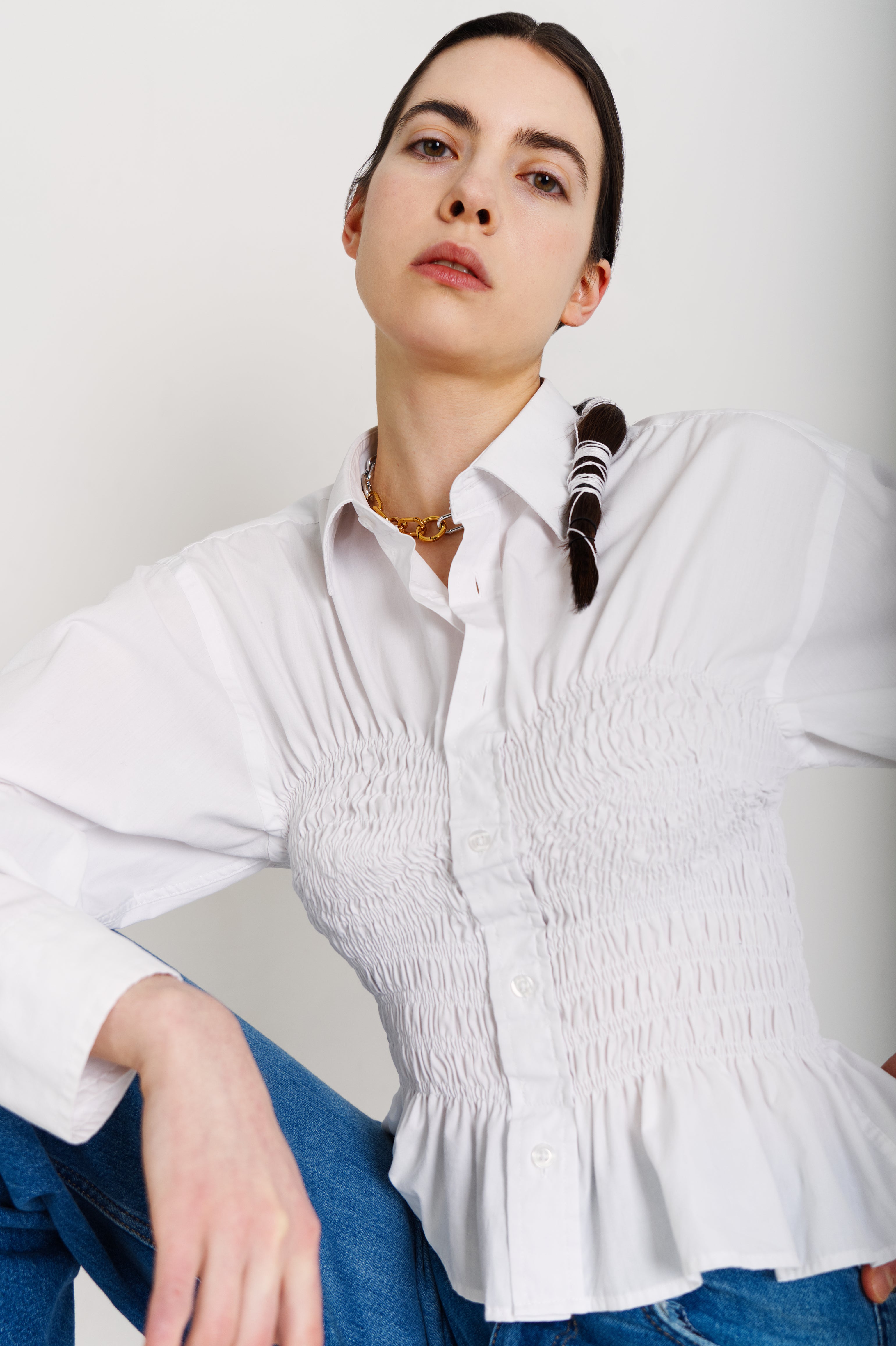 REmade Shirred Sweetheart shirt