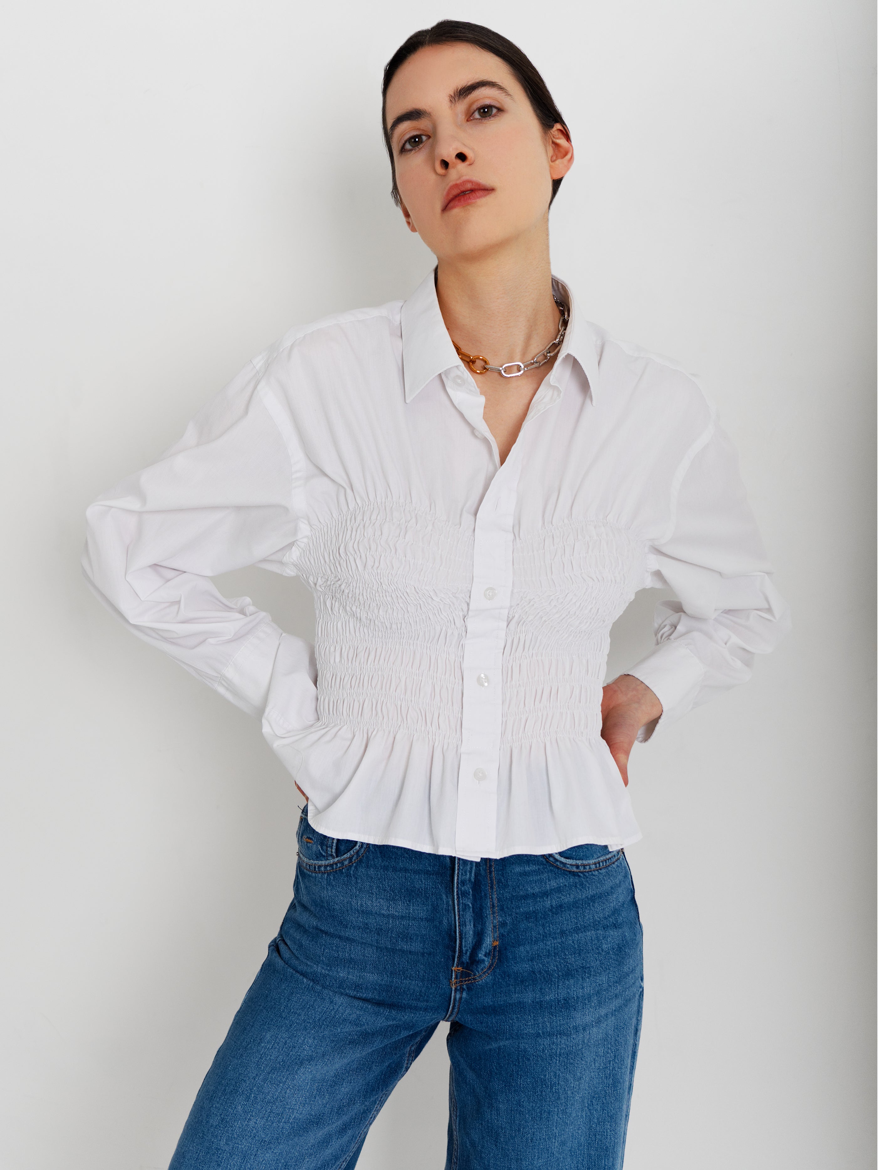 REmade Shirred Sweetheart shirt