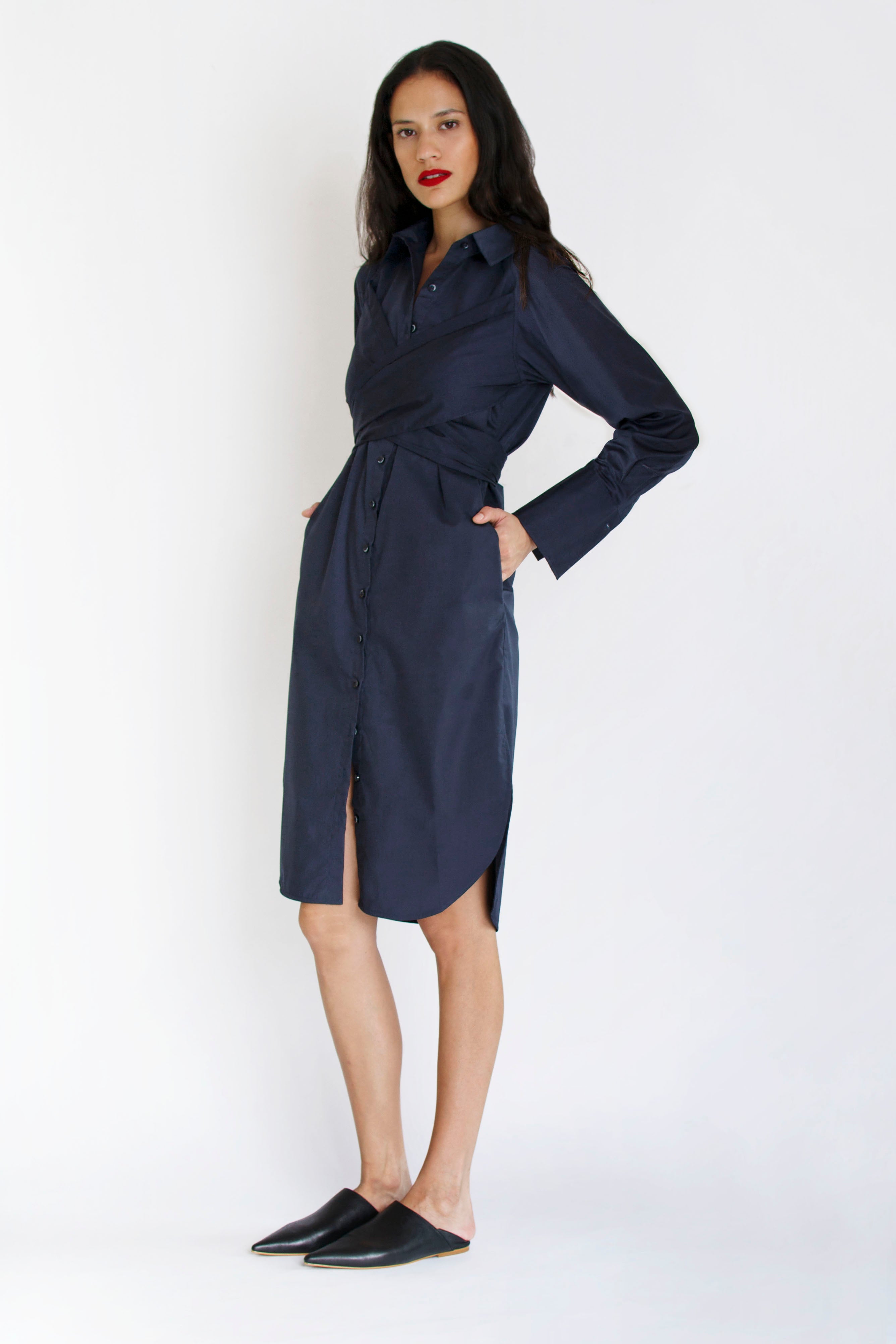 Criss Cross Dress in Navy | Jetti Criss Cross Dress in Navy | Jetti