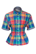 REmade Shirred Kimono Shirt Multicolour Plaid
