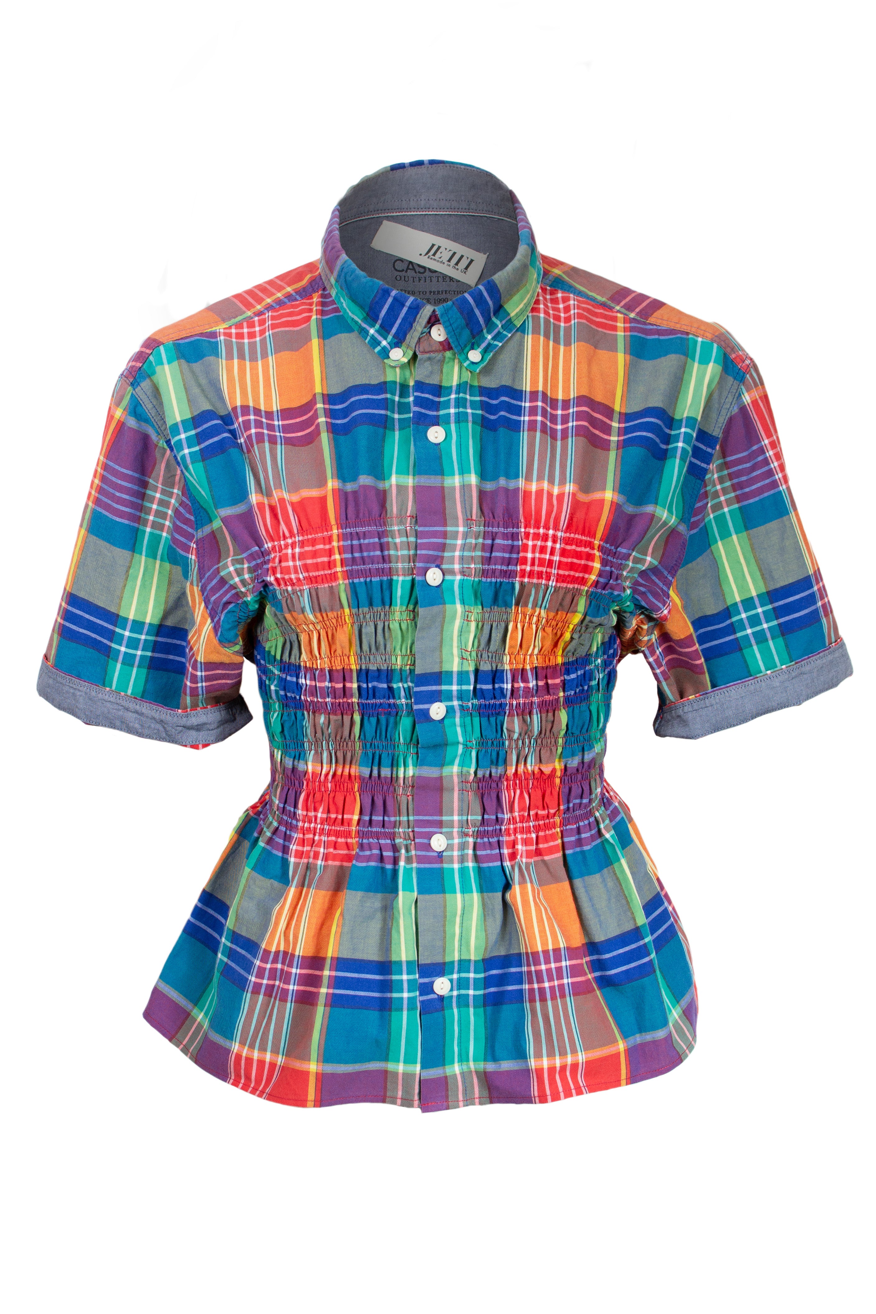 REmade Shirred Kimono Shirt Multicolour Plaid