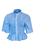 REmade Shirred Kimono Shirt Blue Stripe