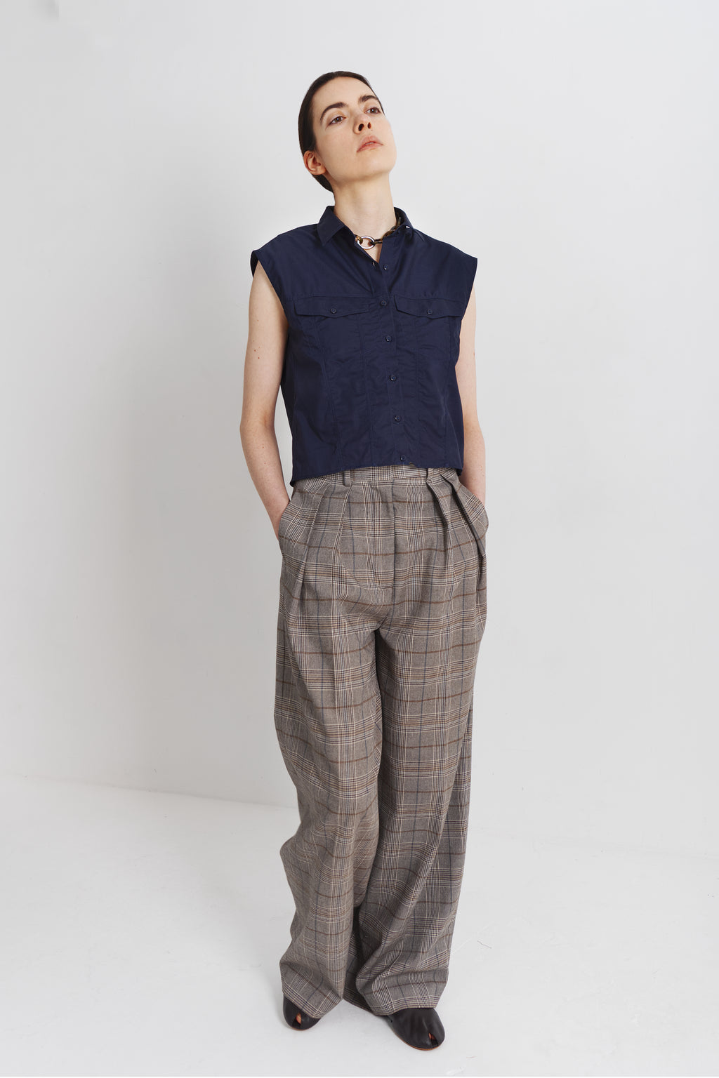 Sleeveless Trucker Top
