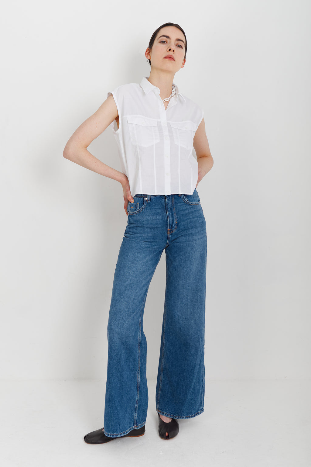 Sleeveless Trucker Top